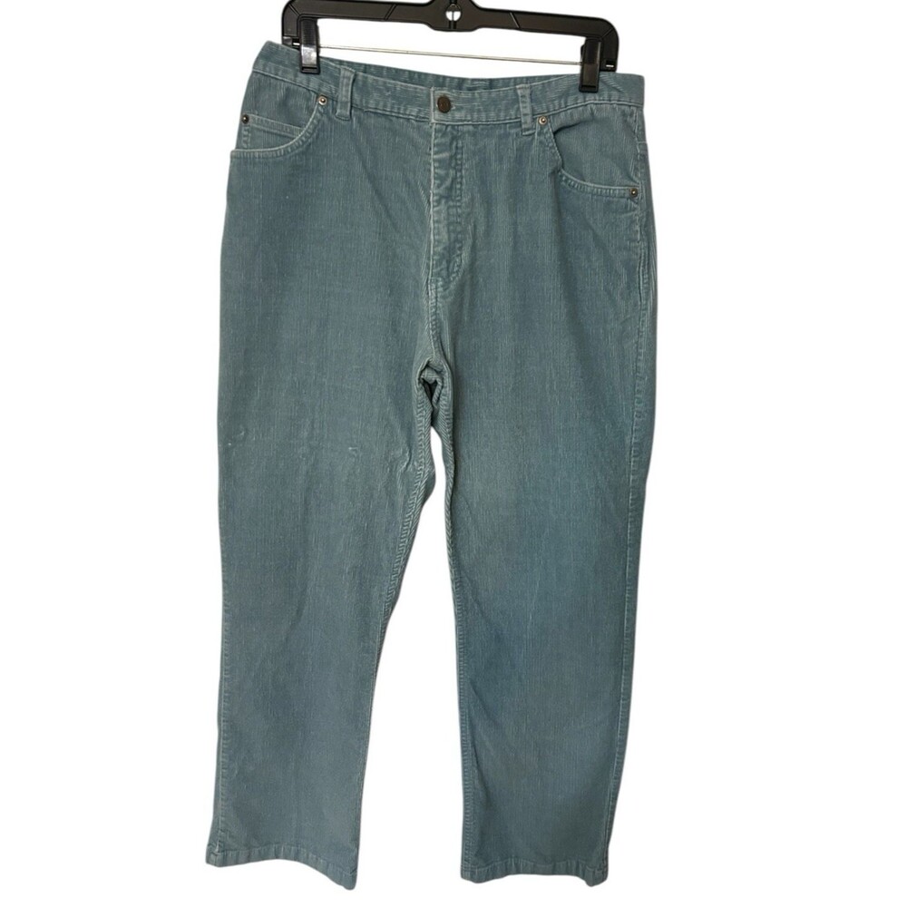 Style & Co Women's Straight Leg Corduroy Blue High Rise Stretch Pants Size 14